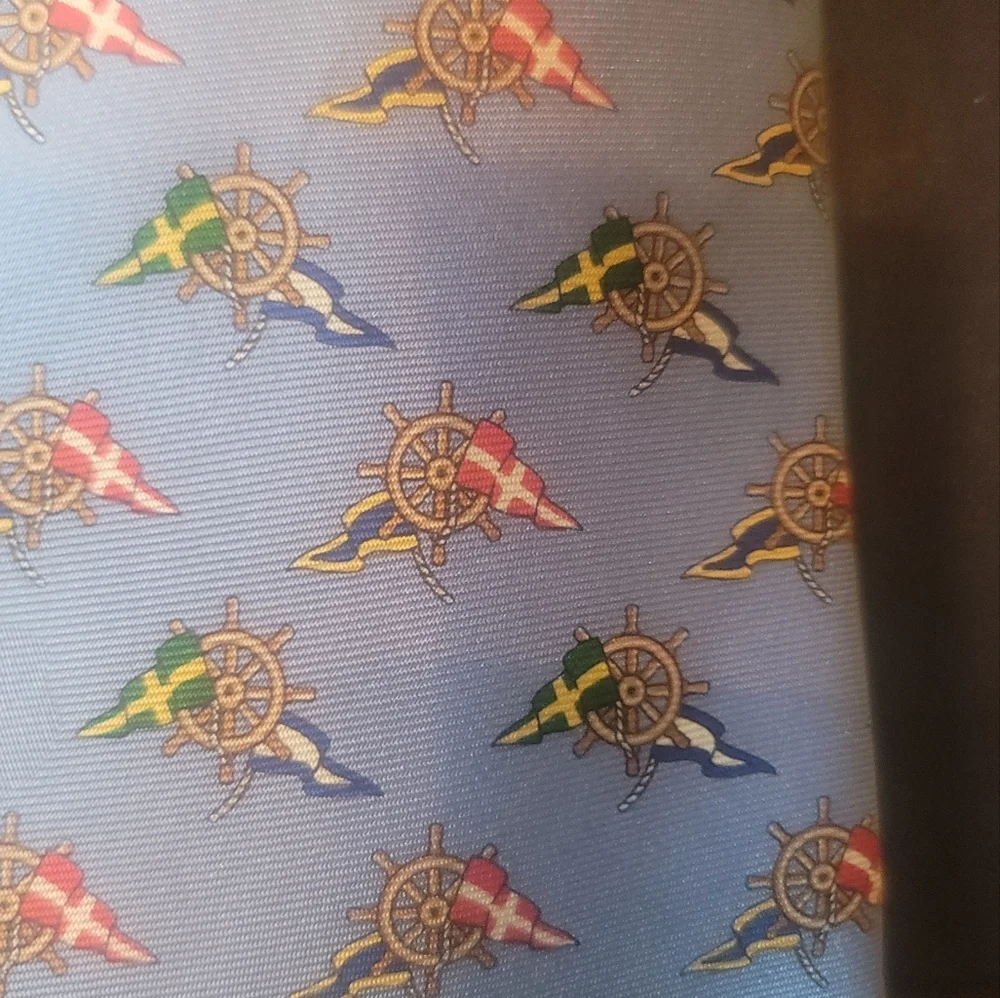 NWOT Ralph Lauren Blue Red White Yellow Silk Anchor Print Tie
